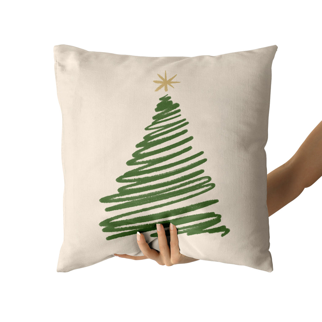 Minimalist Christmas Tree Throw Pillow