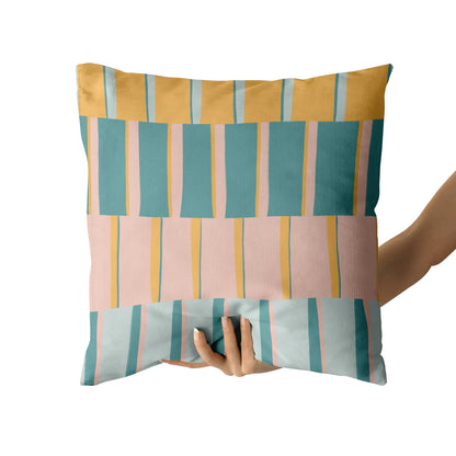 Retro Striped Colorful Pattern Throw Pillow
