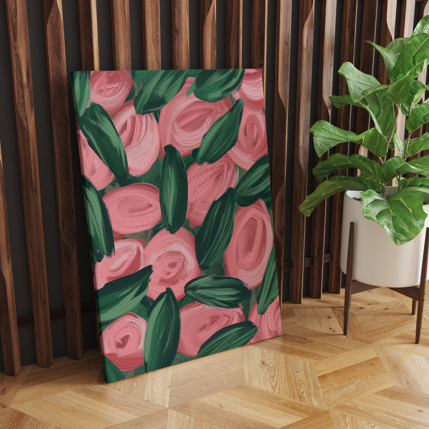 Pink Roses Painted Artistic Canvas Print