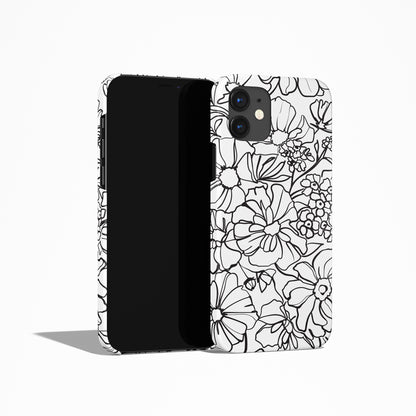 Black&White Floral Line Art iPhone Case