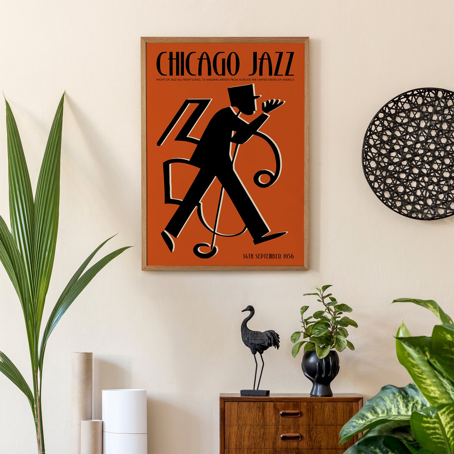 Chicago Jazz Orange Retro Poster