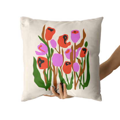 Pop Art Warhol Flowers Throw Pillow