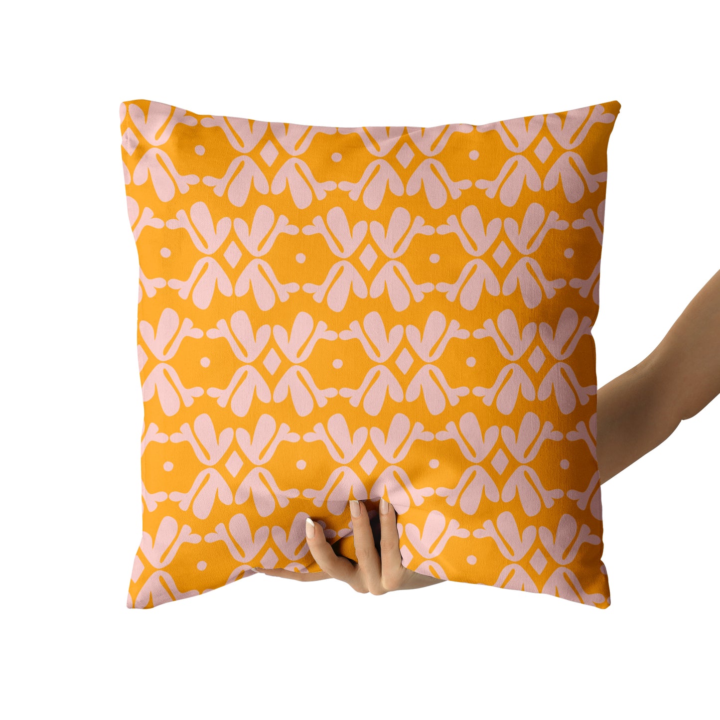 Yellow and Pink Retro Pattern Throw Pillow