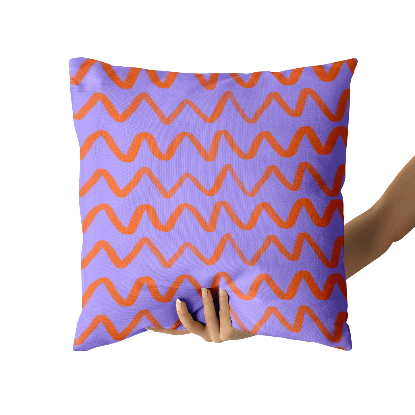 Violet and Orange Zig Zag Throw Pillow