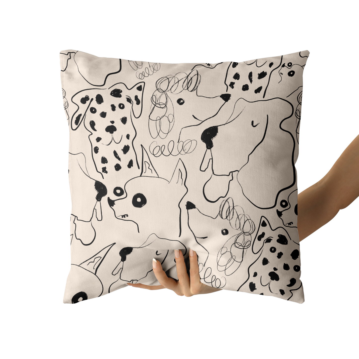 Dog Lovers, Dogs, Line Art, Minimalist Throw Pillow
