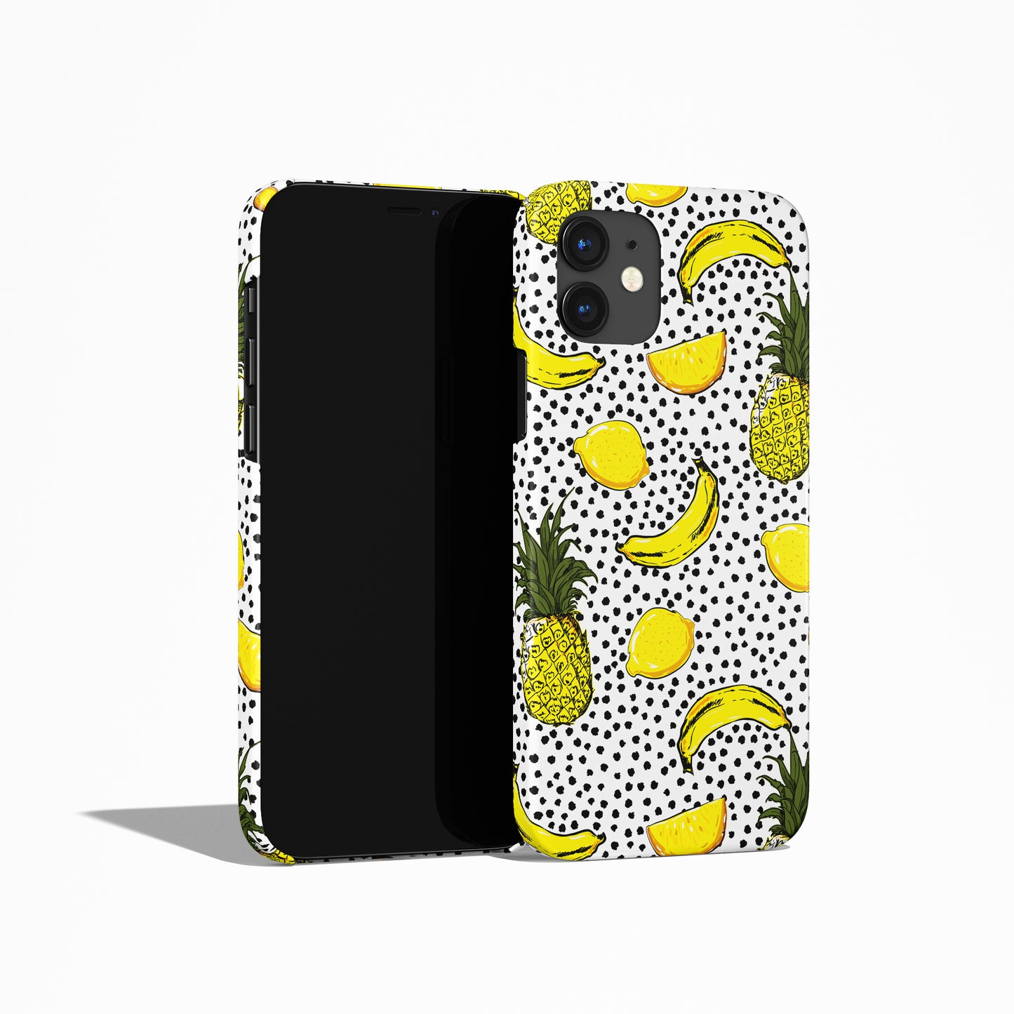 Black Polka Dots with Fruit iPhone Case