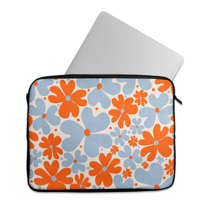 Retro Blue&Orange Flowers - Laptop Sleeve