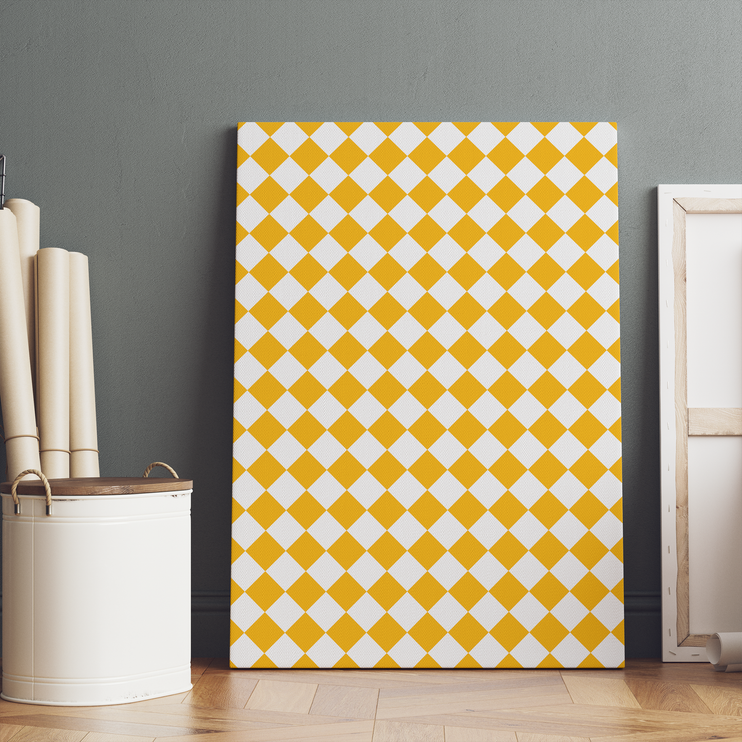 Yellow Modern Retro Pattern Canvas Print