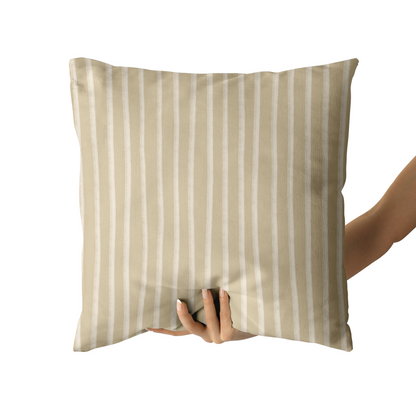White Lines on Beige Background Throw Pillow