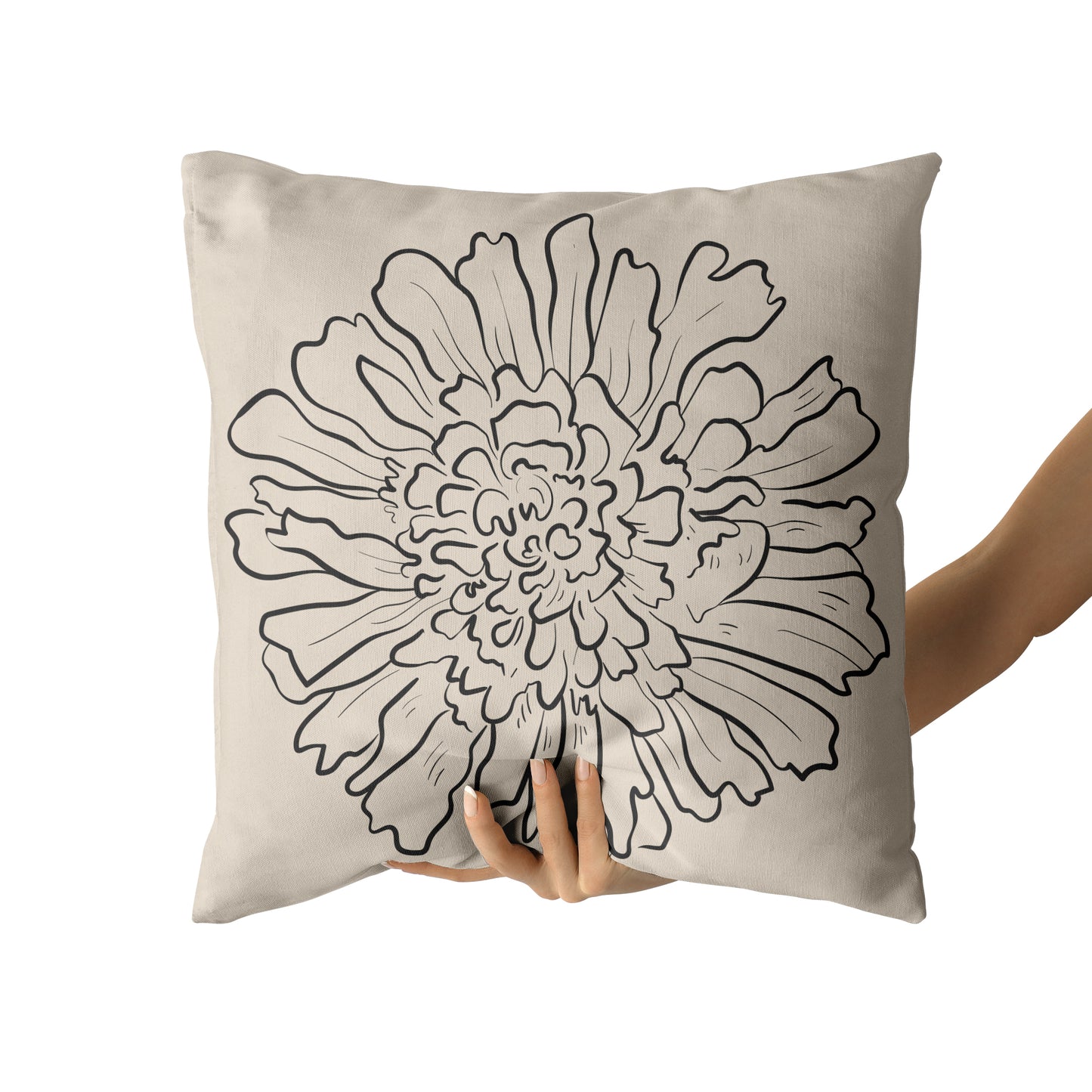 Line Art Flower, Minimalist Throw Pillow