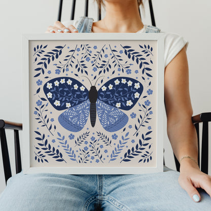 Blue Boho Butterfly Print