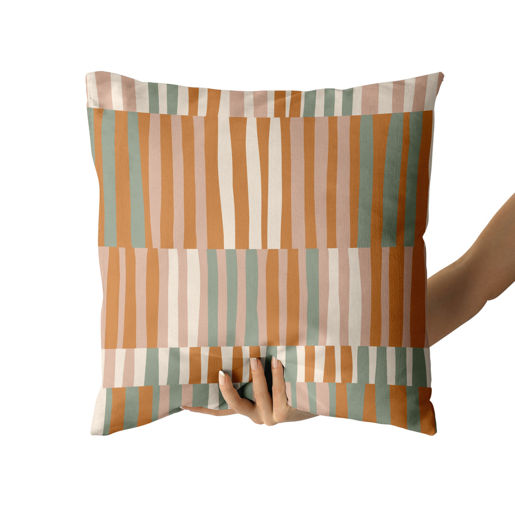 Pastel Boho Striped Art Throw Pillow