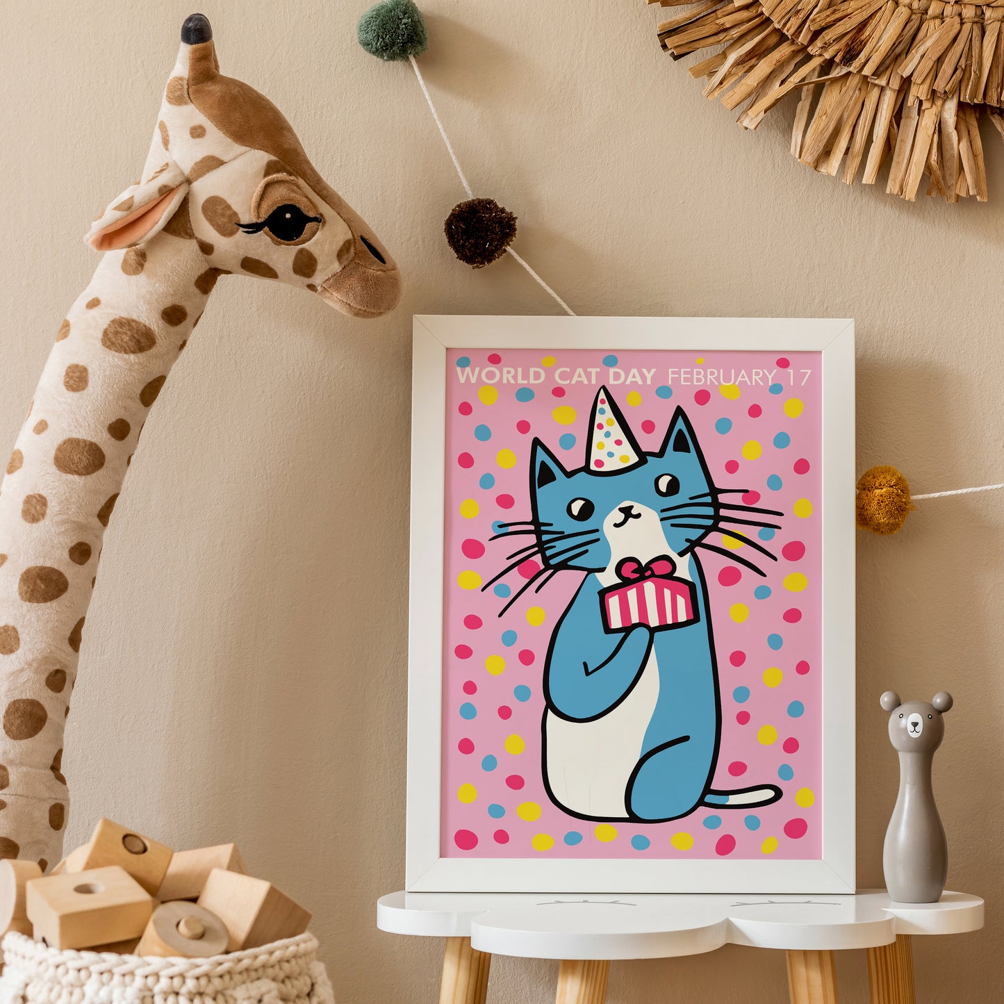 World Cat Day Pink Poster