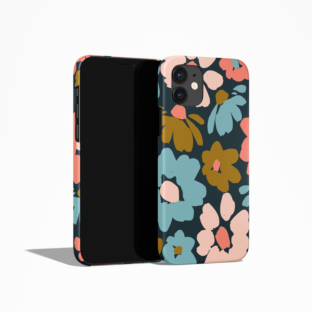 Flowers with Dark Blue Background iPhone Case