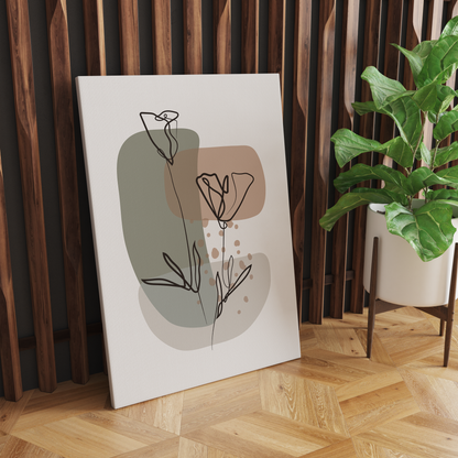Neutral Living Room Line Art Nature Canvas Print