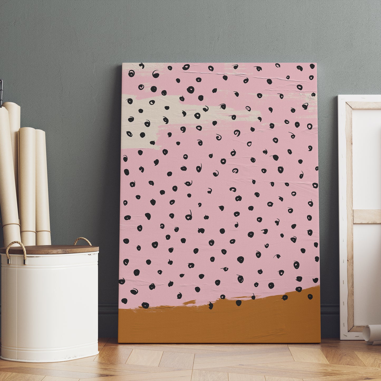 Mustard & Pink Abstract Canvas Print