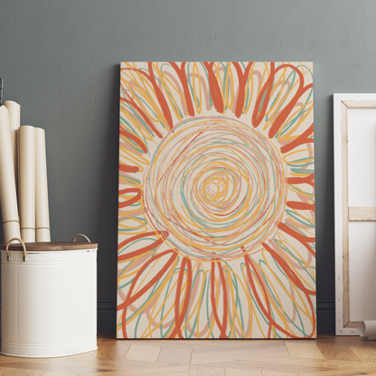 Abstract Boho Painted Sunflower Canvas Print