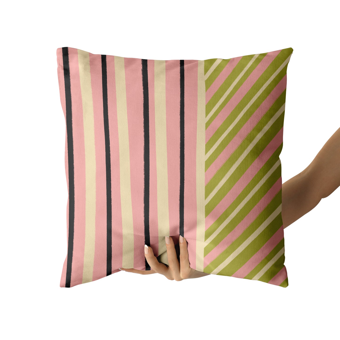 Striped Geometric Shapes Throw Pillow