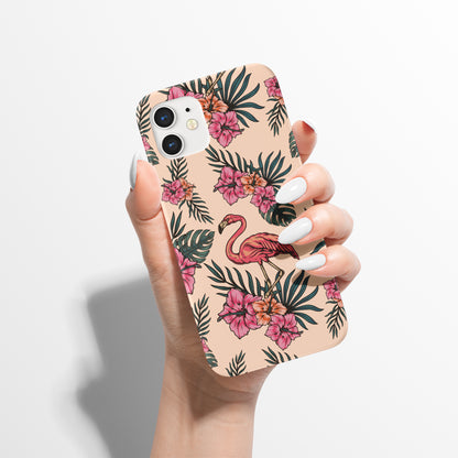 Beige Flamingo Tropical iPhone Case