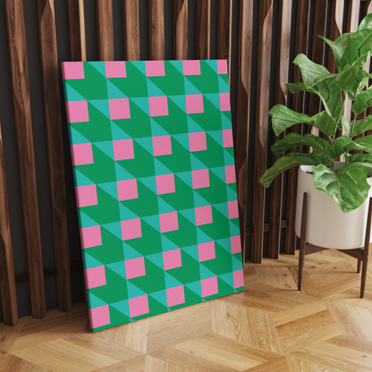 Green Pink Mid Century Modern Canvas Print
