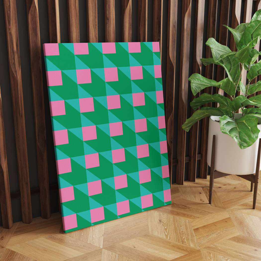 Green Pink Mid Century Modern Canvas Print