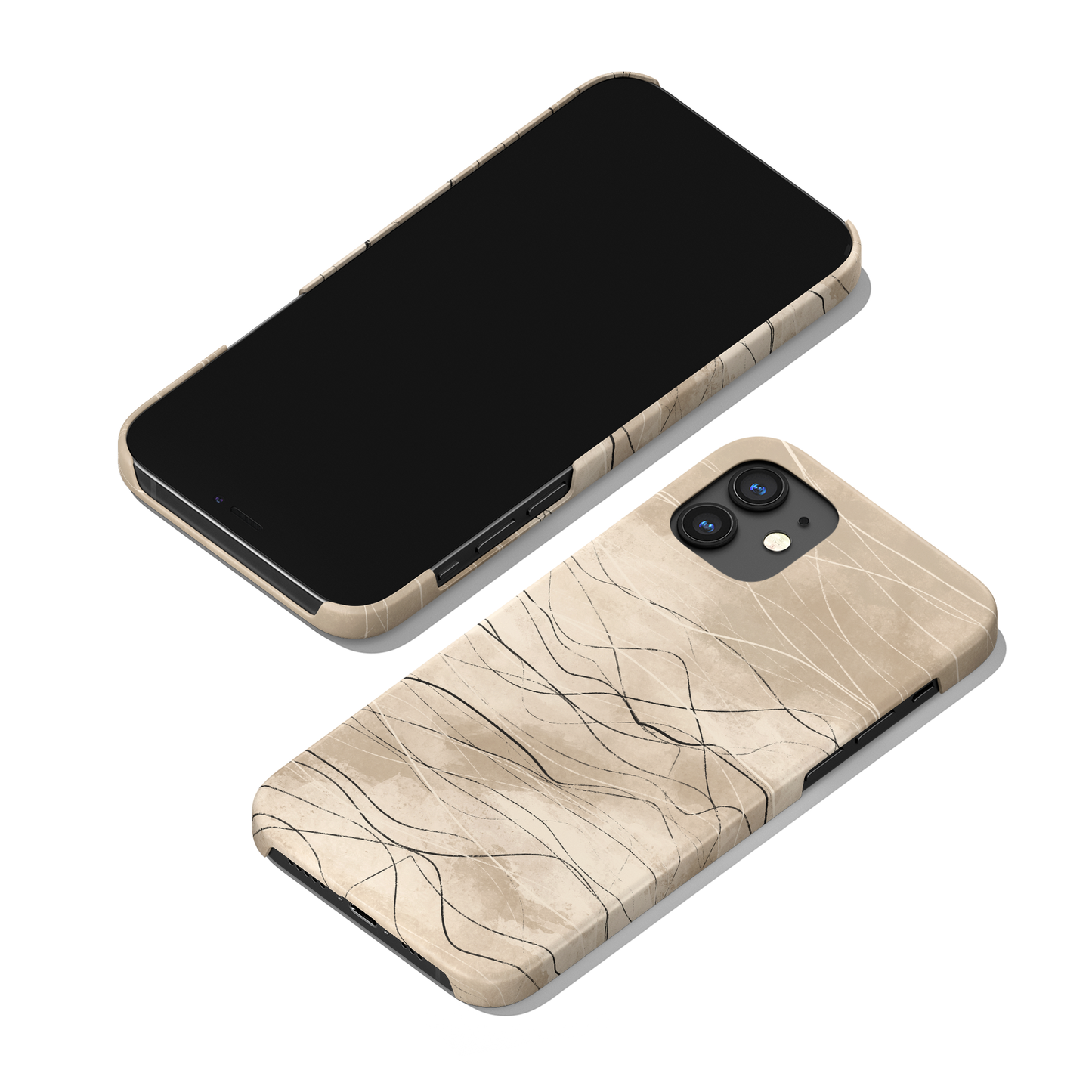 Rustic Minimalist Beige Line Art iPhone Case