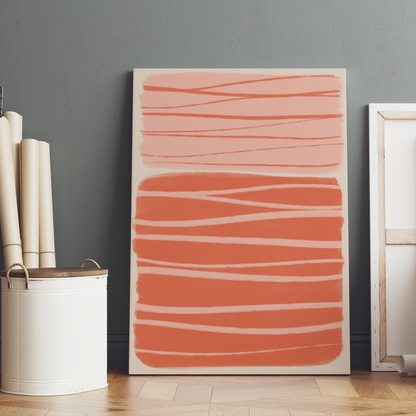 Red Pink Mid Century Abstract Wall Art Canvas Print
