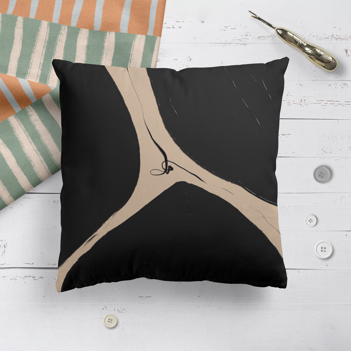 Black Blocks Modern Art Throw Pillow