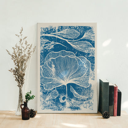 Blue Ginkgo Biloba Floral Canvas Print
