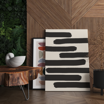 Black Simple Lines on Beige Canvas Print