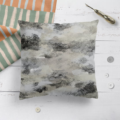 Grey Handdrawn Abstract Throw Pillow