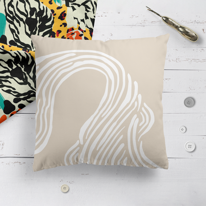 Rustic Beige Wave Abstract Art Throw Pillow