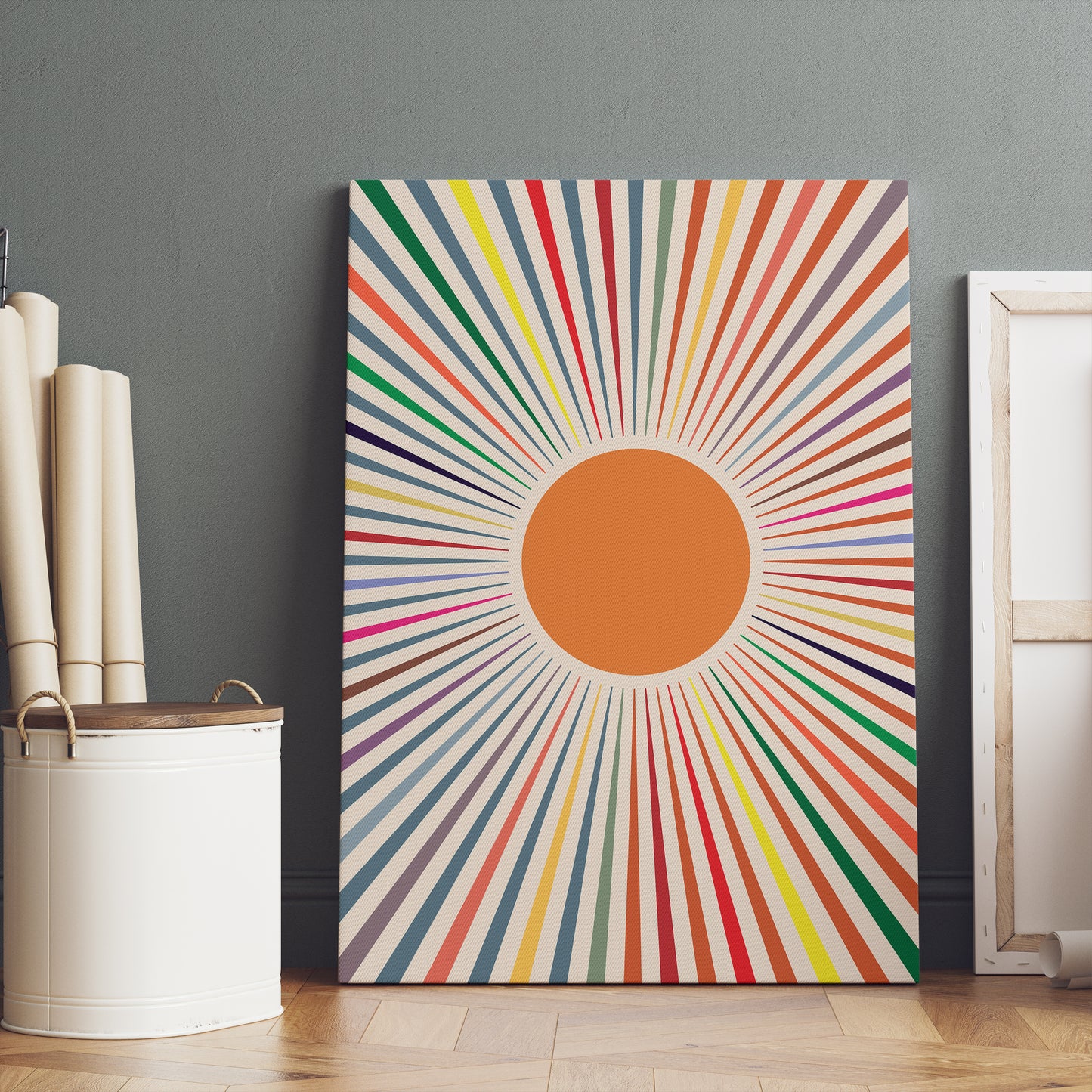 Retro Colorful Sun Canvas Print
