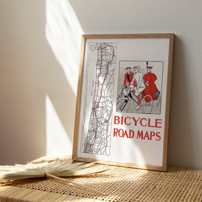 Bicycle Road Maps Vintage Poster