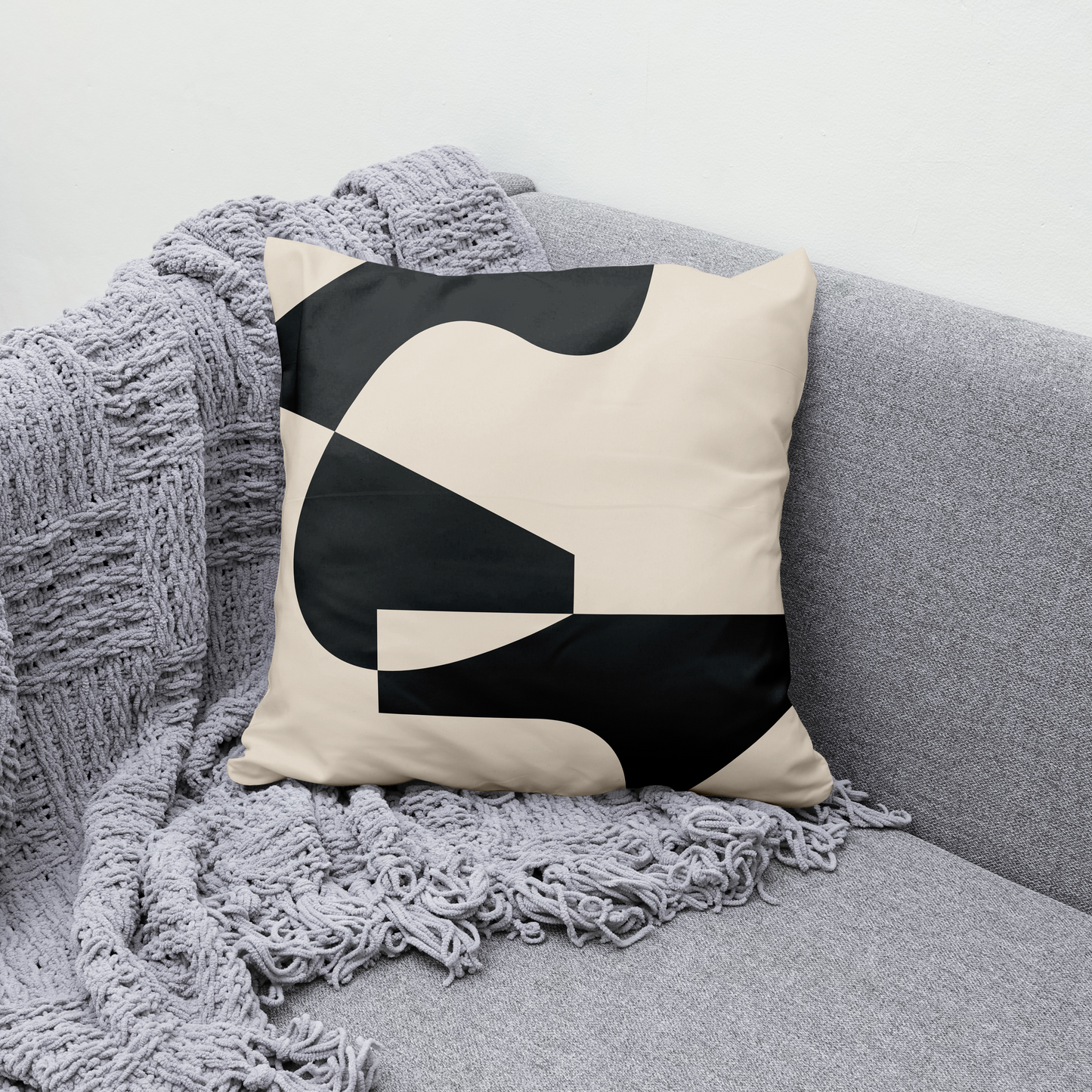 Black Blocks Minimalist Throw Pillow