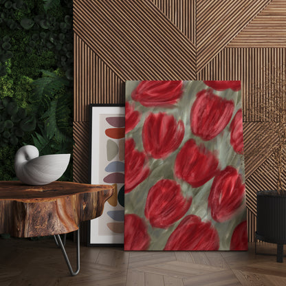 Red Tulips Feminine Canvas Print