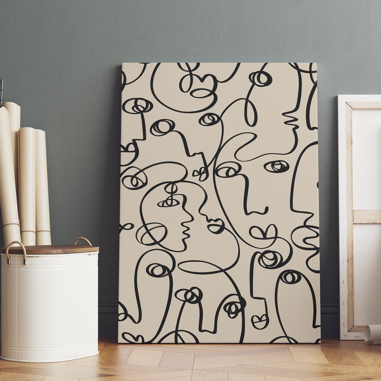 Line Art Faces Minimalist Canvas Print