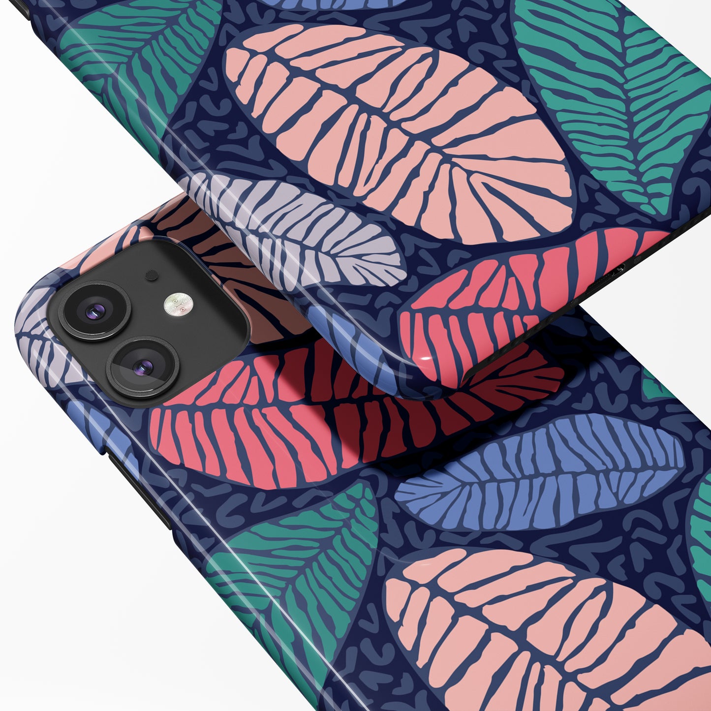 Blue Abstract Leaves iPhone Case