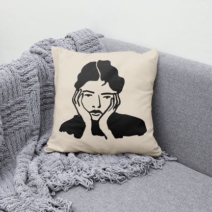 Aesthetic Sad Girl Drawing Throw Pillow