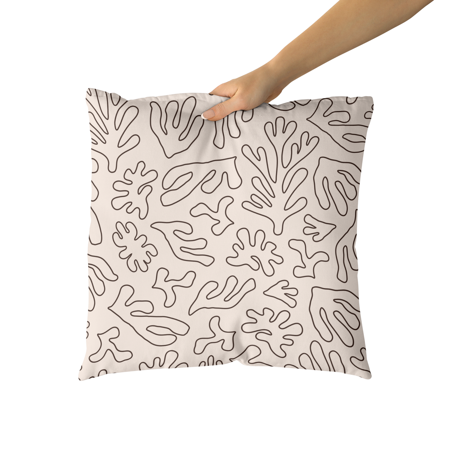 Beige Botanical Leaves Throw Pillow