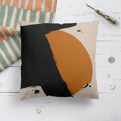 Abstract Sun with Black Brush Throw Pillow