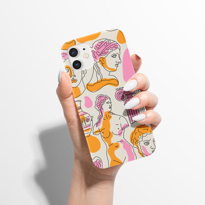 Colorful Line Art Faces iPhone Case