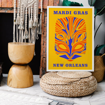 Mardi Gras New Orleans Yellow Poster
