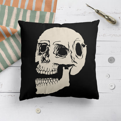 Skull Hamlet Black Throw Pillow