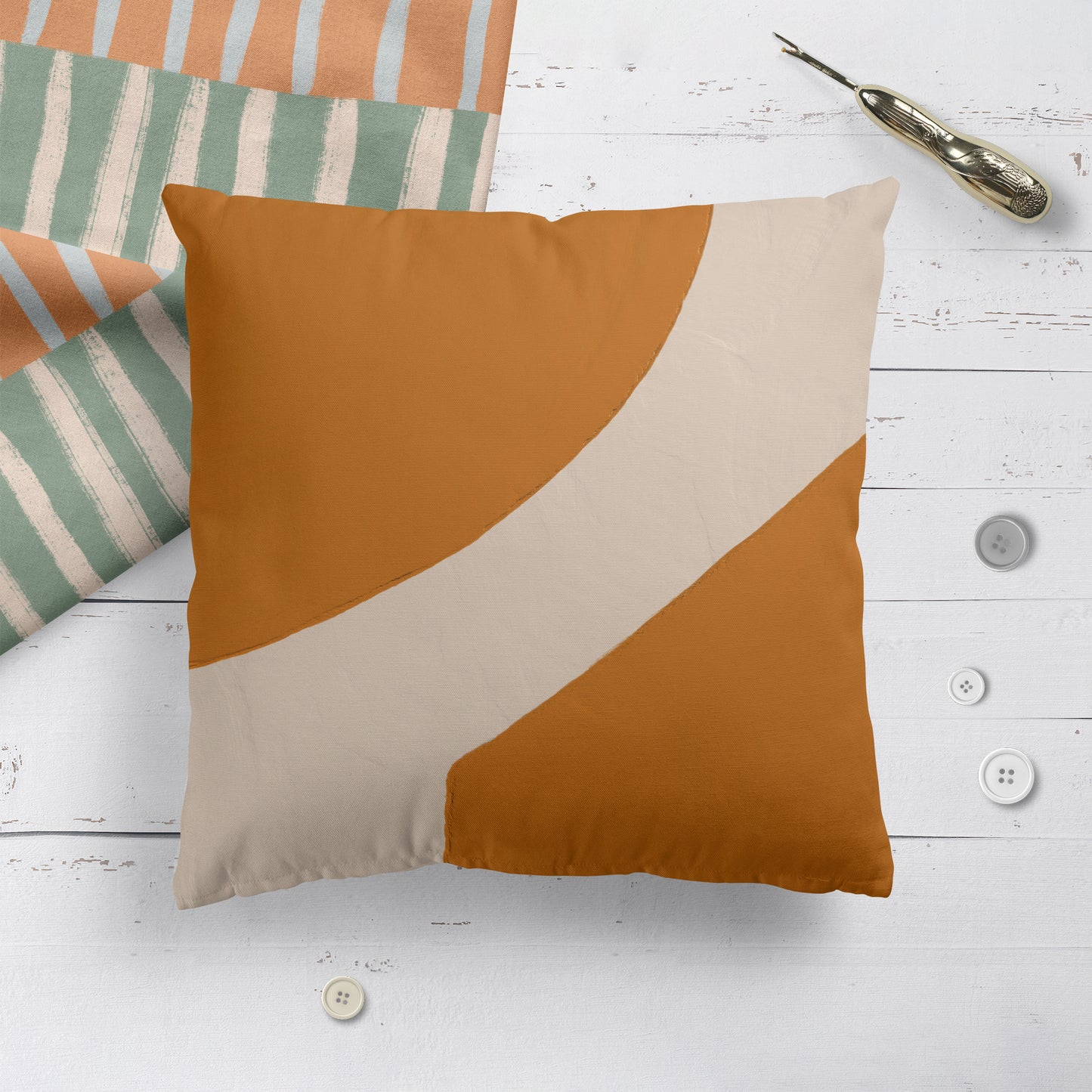 Mustard Minimalist Shapes Throw Pillow