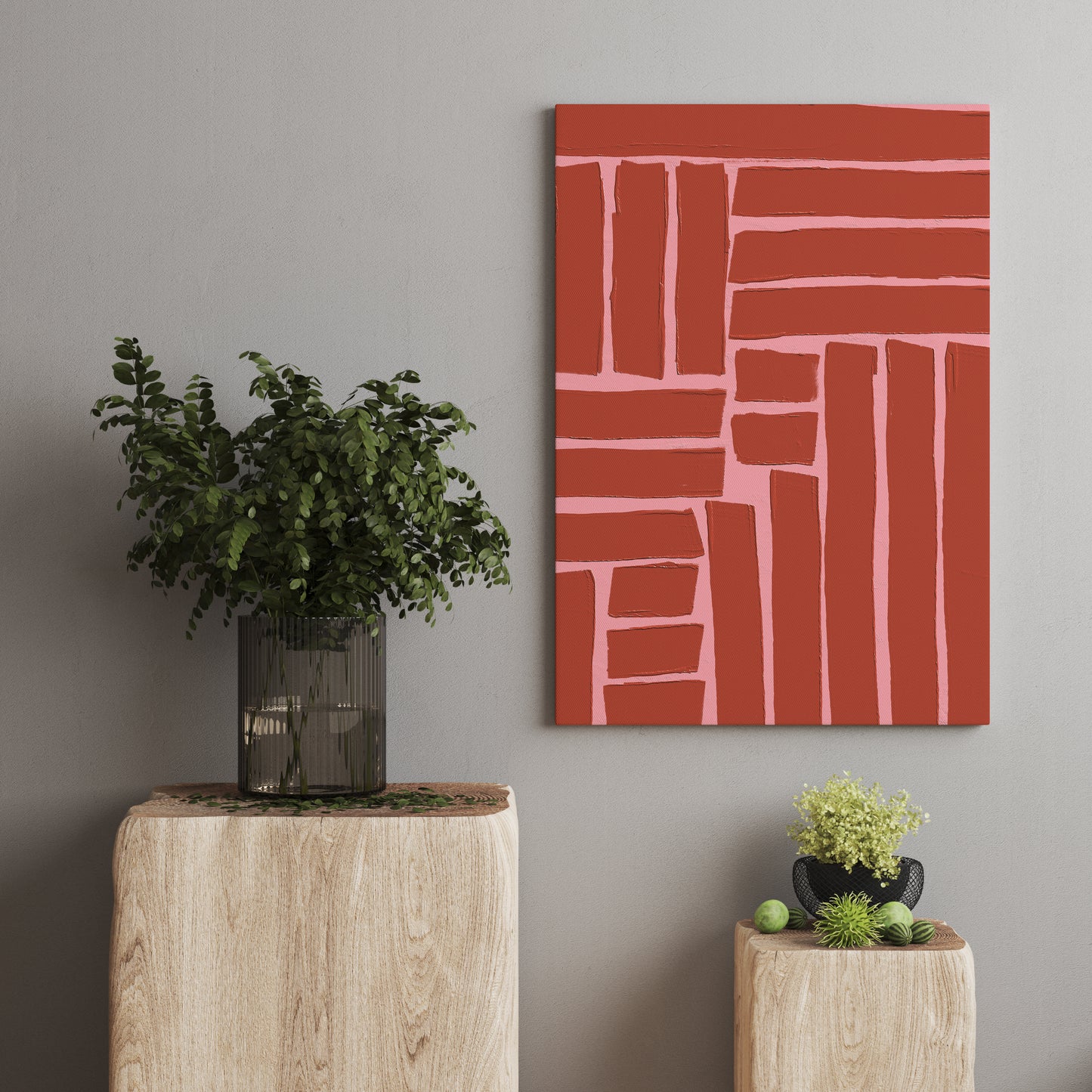 Red&Pink Modern Abstract Canvas Print