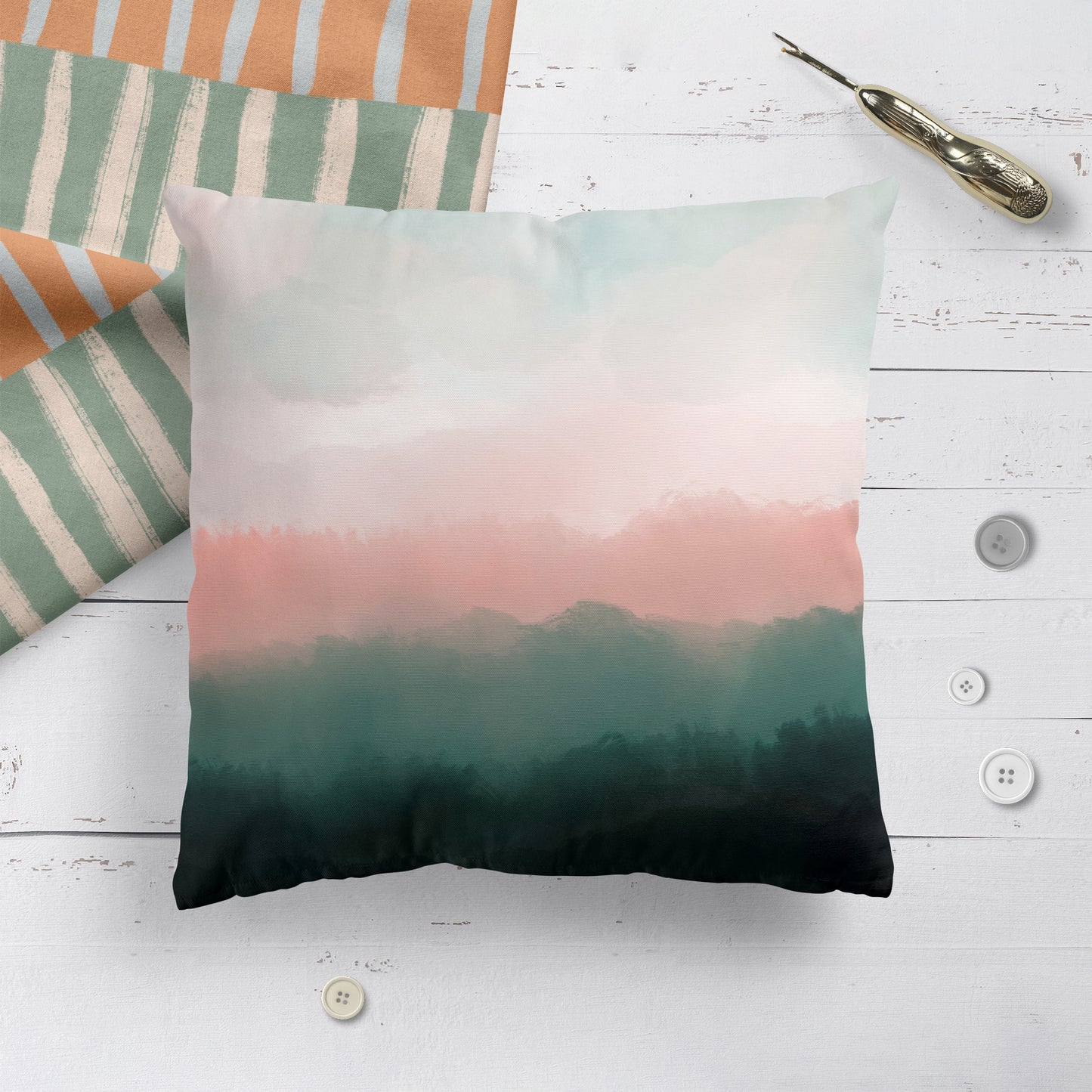 Cloudy Forest Unique Artistic Throw Pillow