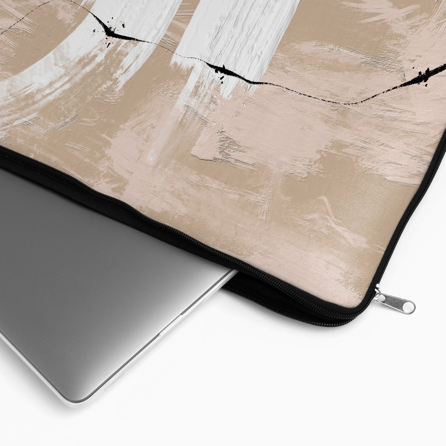 Nordic Beige Abstract Art- Laptop Sleeve