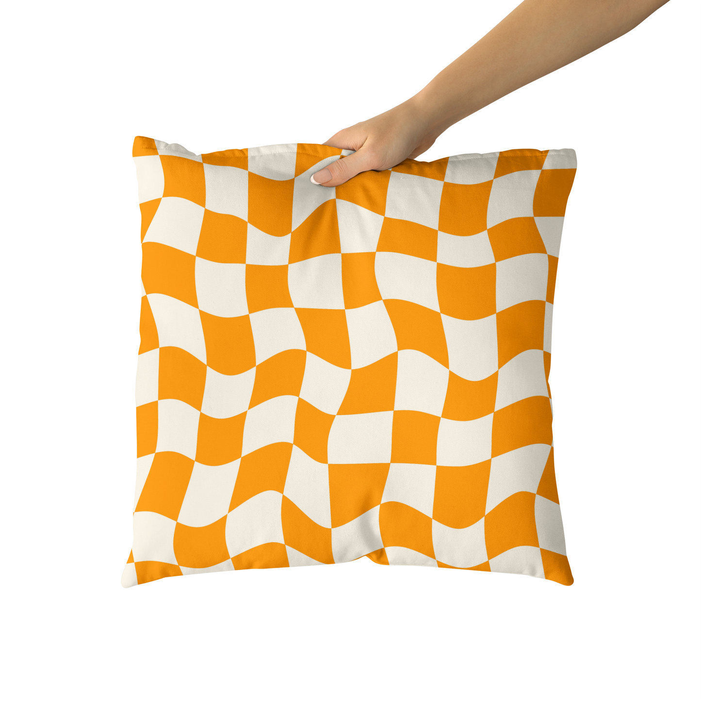 Retro Wavy Checkboard Throw Pillow