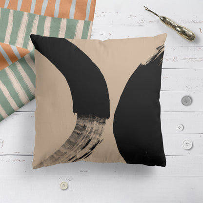 Black Brushes Modern Art Throw Pillow